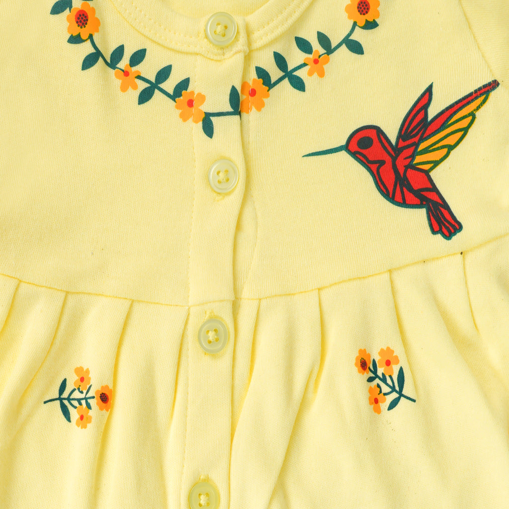 Hummingbird Floral Print Newborn Girls Frock & Bloomer Set