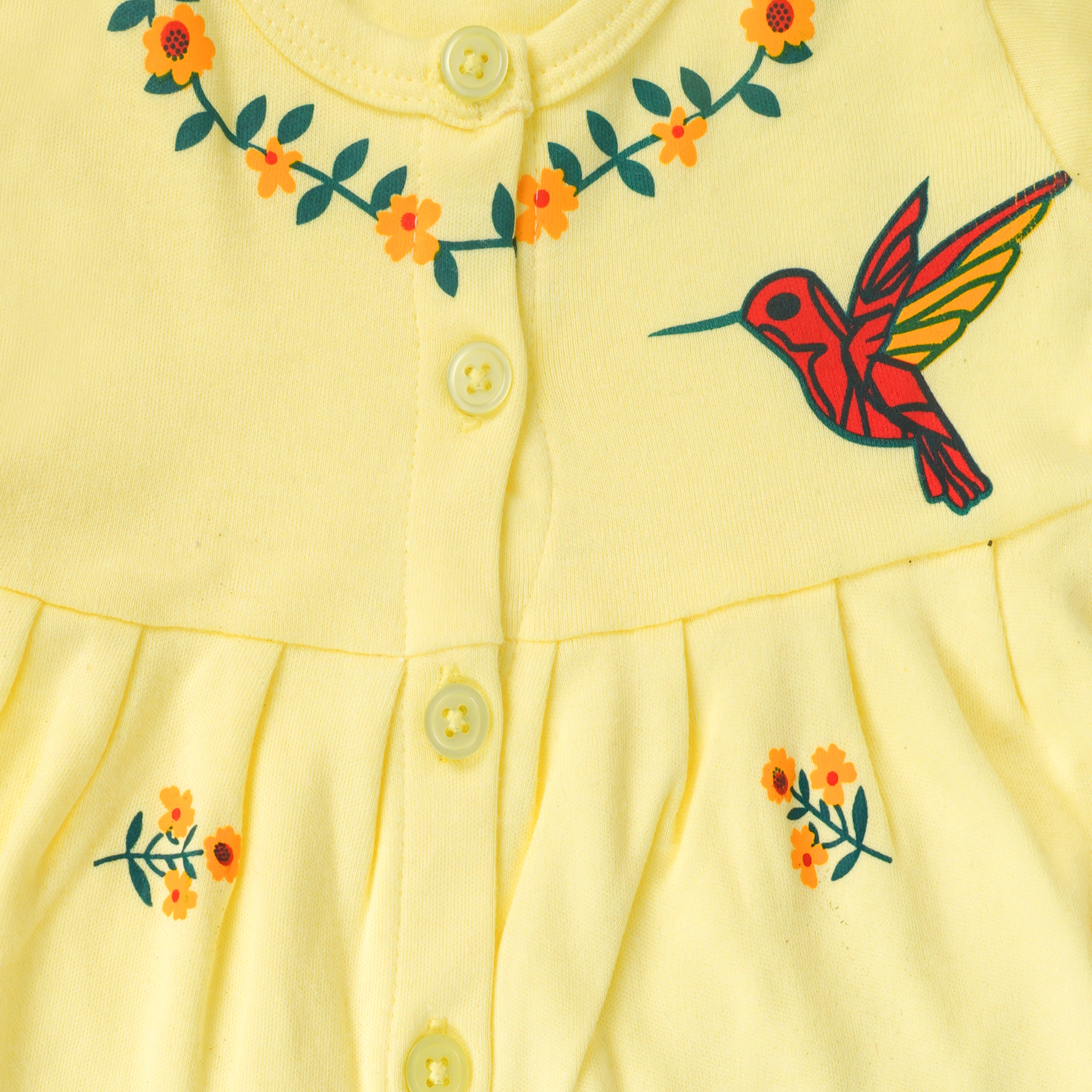 Hummingbird Floral Print Newborn Girls Frock & Bloomer Set