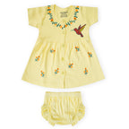 Hummingbird Floral Print Newborn Girls Frock & Bloomer Set