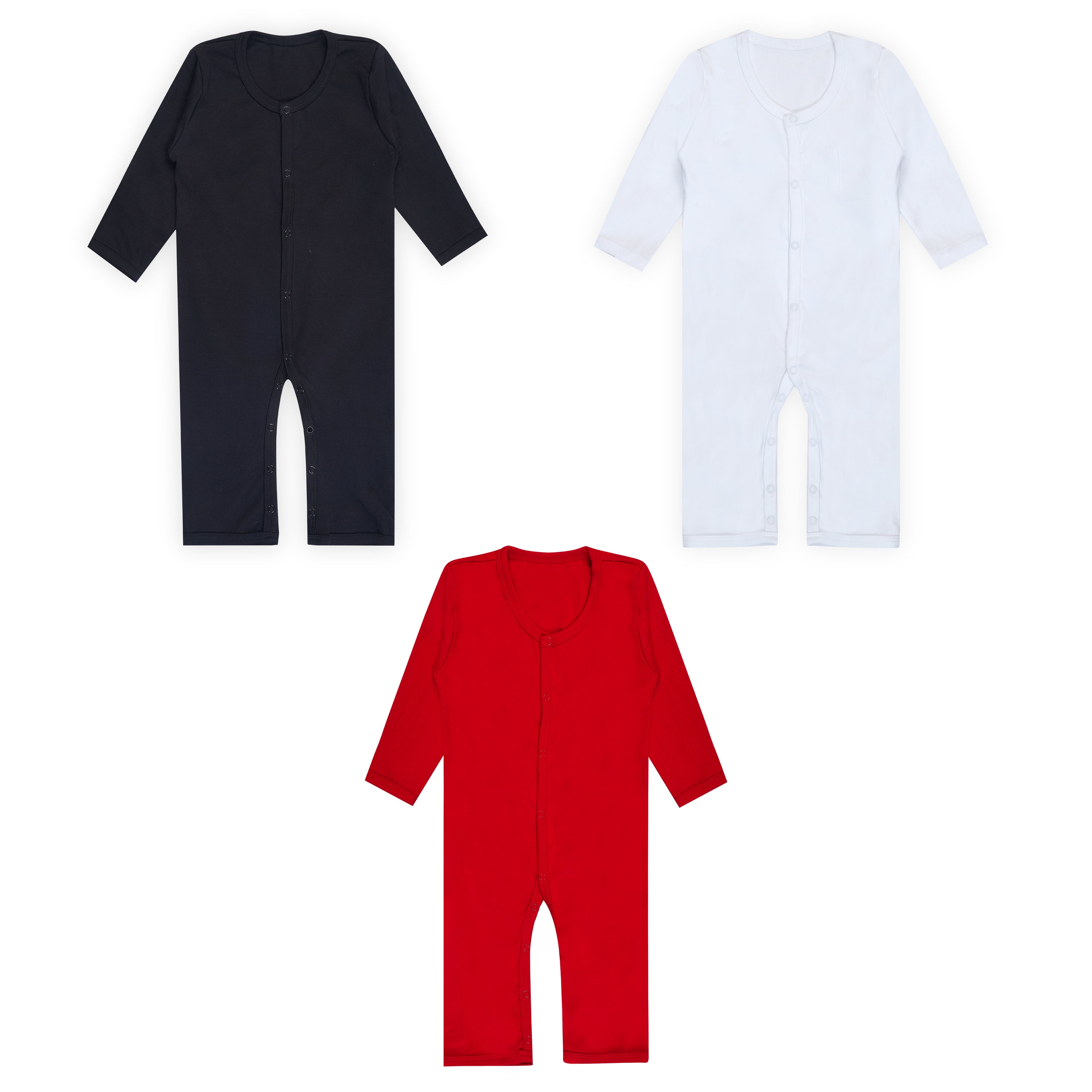 Custom baby rompers manufactured by Cotton Basket in black, white and red — 50s interlock super combed cotton 220 GSM, Tiruppur