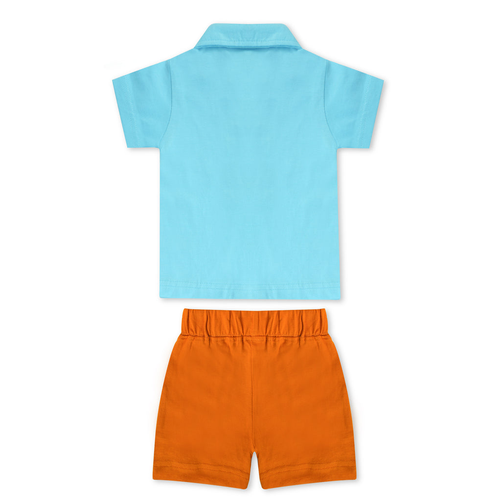 Hippo Print Collar Shirt and Shorts Set for Newborns | Pack of 10